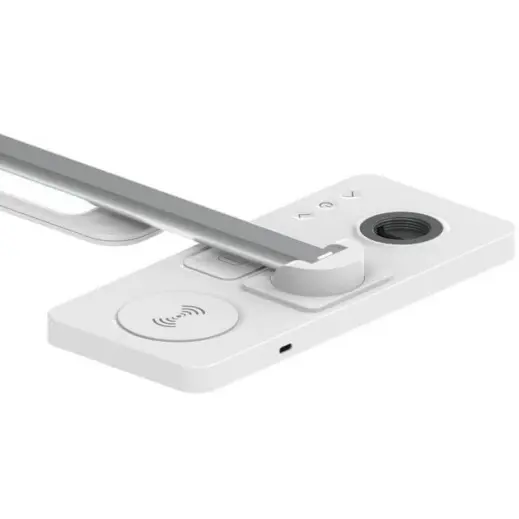 Veles @memorii 3-in-1 Wireless Charger with Desk Lamp White Close Up Back